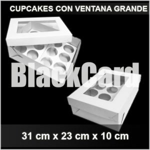 Caja Cupcakes con Visor Grande en Blanco distribuidora envases descartables bahia blanca
