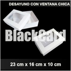 Caja Desayuno con Visor Chica en Blanco descartables black card