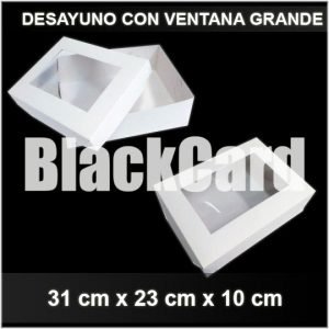 Caja Desayuno con Visor Grande en Blanco descartables black card