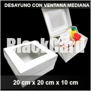 Caja Desayuno con Visor Mediana en Blanco descartables black card