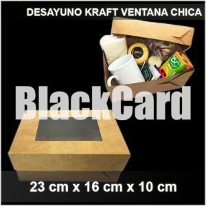Caja Desayuno con Visor Chica en Kraft descartables black card