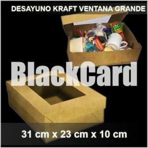 Caja Desayuno con Visor Grande en Kraft distribuidora envases descartables bahia blanca