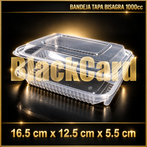 BANDEJA TAPA BISAGRA PP 1000cc (16,5 x 12,5 x 5,5)