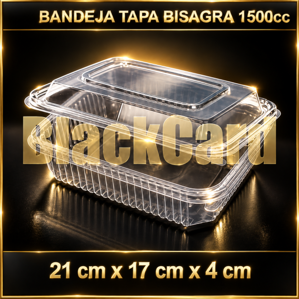 BANDEJA TAPA BISAGRA PP 1500cc (21 x 17 x 4)