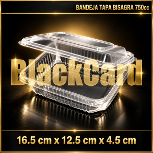 BANDEJA TAPA BISAGRA PP 750cc (16,5 x 12,5 x 4,5)