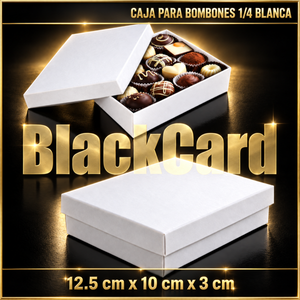 CAJA BOMBON TAPA BLANCA 1/4 Kg (12,5 x 10 x 3 cm)