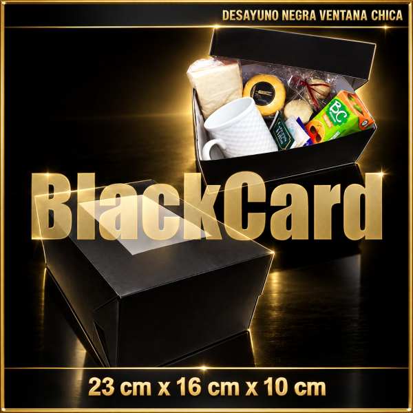 CAJA DESAYUNO CON VISOR NEGRA CHICA (23 x 16 x 10)
