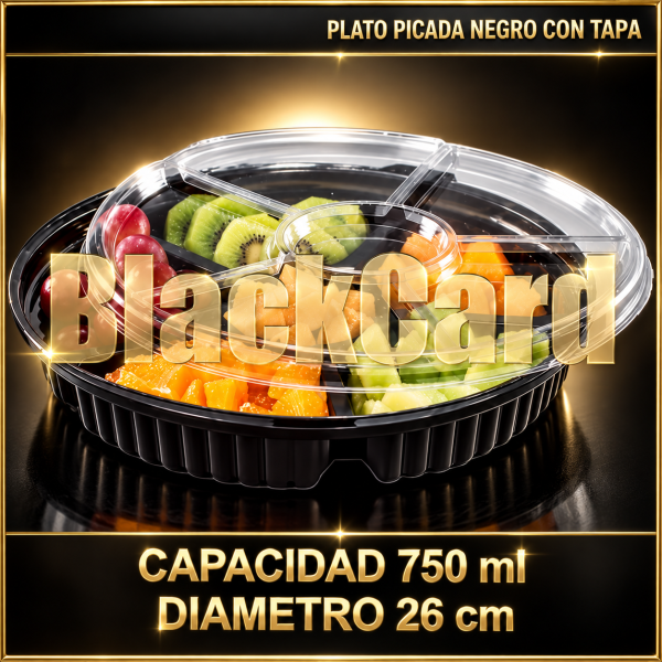 PLATO PICADA NEGRO CON TAPA