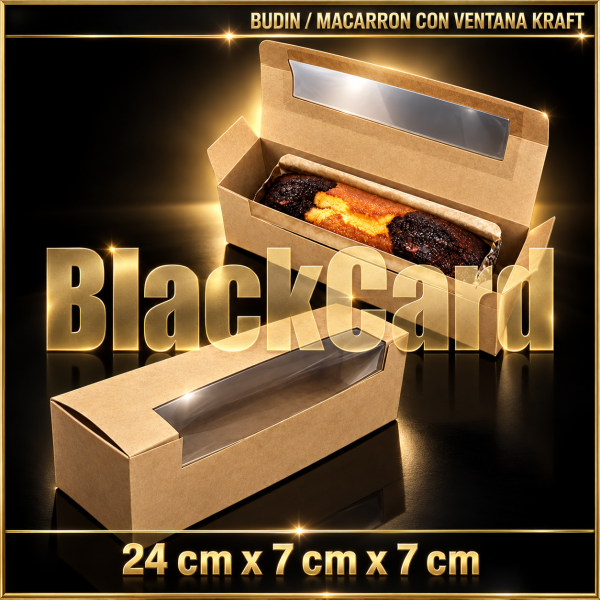 CAJA BUDIN Y MACARRON CON VISOR KRAFT (24 x 7 x 7)