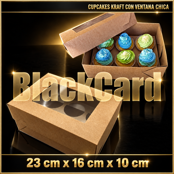 CUPCAKES CON VISOR CHICA EN KRAFT (23 x 16 x 10)