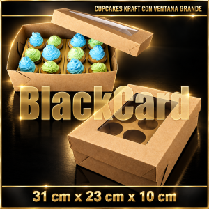 CUPCAKES CON VISOR GRANDE EN KRAFT (31 x 23 x 10)