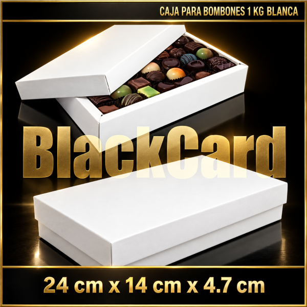 CAJA BOMBON TAPA BLANCA 1 Kg (24 x 14 x 4,7 cm)