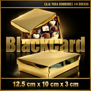 CAJA BOMBON TAPA DORADA 1/4 Kg (12,5 x 10 x 3 cm)