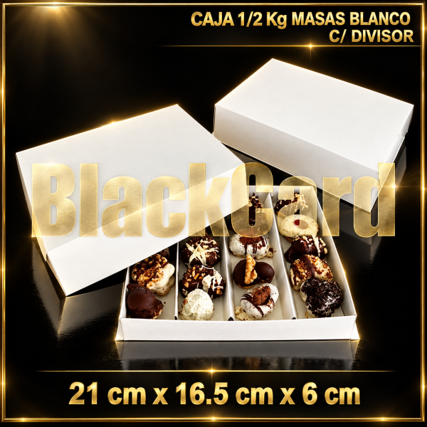 CAJA PARA 1/2 KG MASAS BLANCO CON DIVISOR (21 X 16,5 X 6)