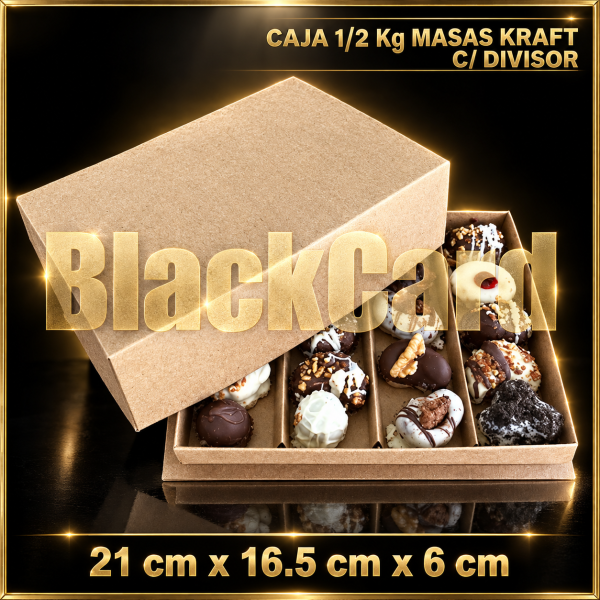 CAJA PARA 1/2 KG MASAS KRAFT CON DIVISOR (21 X 16,5 X 6)