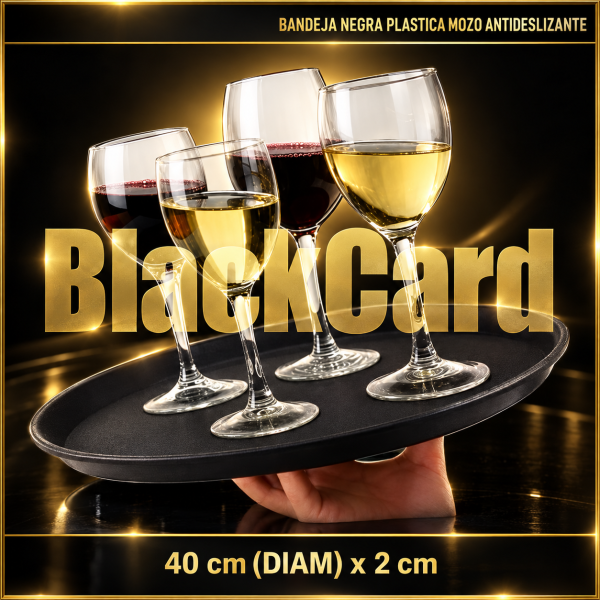 BANDEJA NEGRA PLASTICA DE MOZO ANTIDESLIZANTE 40X2
