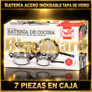 BATERIA ACERO INOXIDABLE T/VIDRIO 7 PIEZAS