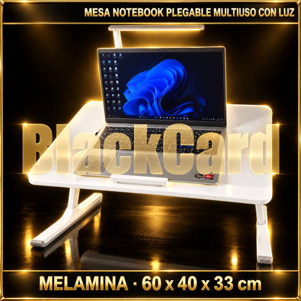 MESA BANDEJA NOTEBOOK PLEGABLE MULTIUSO C/ LUZ OTTEN 60 X 40