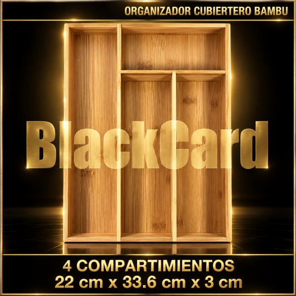 ORGANIZADOR CUBIERTERO BAMBU 4 COMPARTIMIENTOS