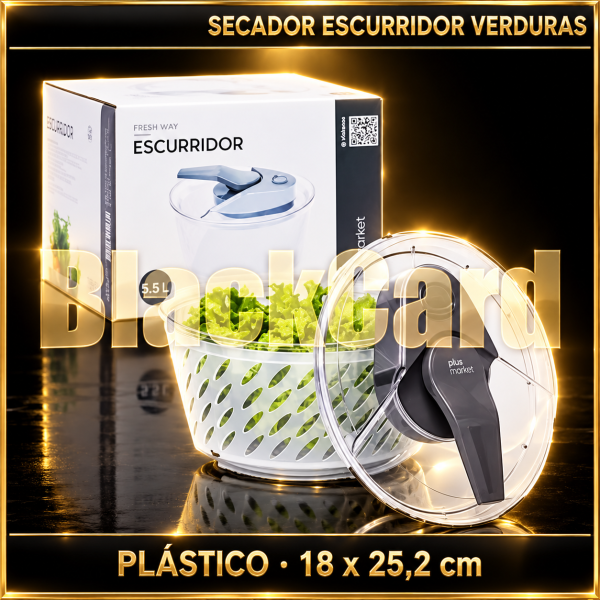 SECADOR ESCURRIDOR VERDURAS PLASTICO 5,5 LTS