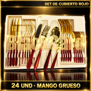 SET DE CUBIERTO ROJO MANGO GRUESO