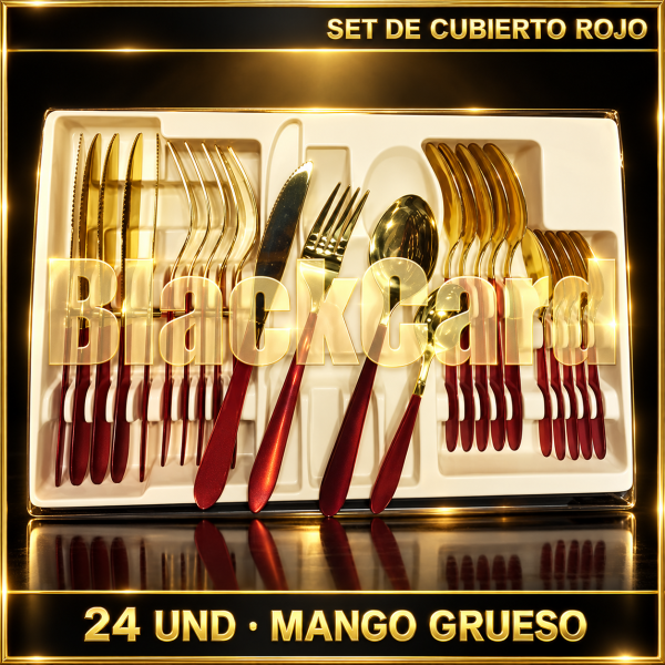 SET DE CUBIERTO ROJO MANGO GRUESO