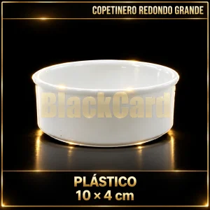 Copetinero redondo grande de plástico blanco, 10 × 4 cm