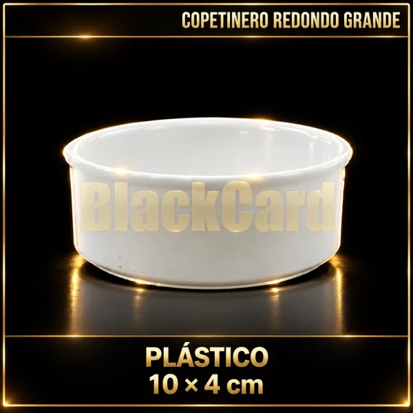 Copetinero redondo grande de plástico blanco, 10 × 4 cm