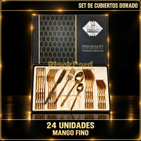 SET DE CUBIERTO DORADO MANGO FINO