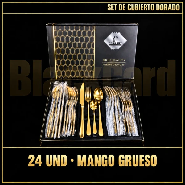 SET DE CUBIERTO DORADO MANGO GRUESO
