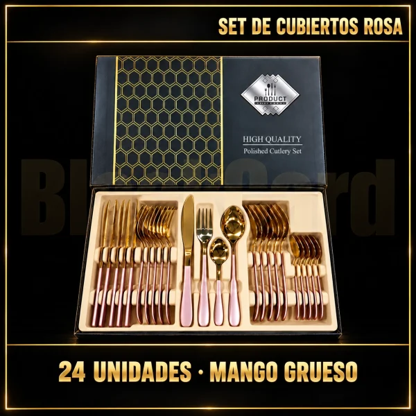 SET DE CUBIERTOS ROSA MANGO GRUESO