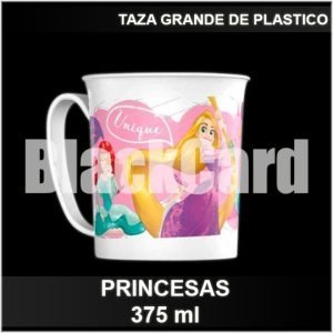 TAZA GRANDE PRINCESAS DE PLASTICO 375ML 9X8CM