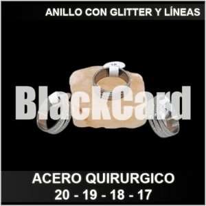 ANILLO CON GLITTER Y LÍNEAS (MODELO SURTIDO) (A.Q.)(20)(19)(18)(17)