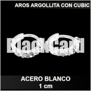 AROS ARGOLLITA CON CUBIC ACERO BLANCO 1 CM