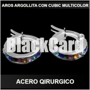 AROS ARGOLLITA CON CUBIC MULTICOLOR ACERO QUIRURGICO