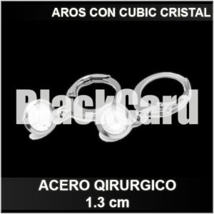 AROS CON CUBIC CRISTAL 1,3 CM ACERO QUIRURGICO