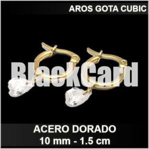AROS DORADO GOTA CUBIC 10 MM-1,5 CM