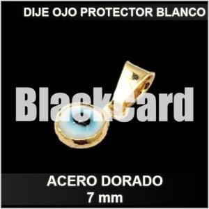 DIJE OJO PROTECTOR BLANCO ACERO DORADO 7 MM