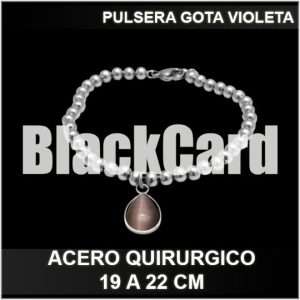 PULSERA GOTA VIOLETA ACERO QUIRURGICO 19 A 22 CM