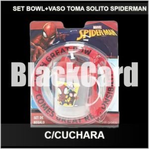 SET BOWL + VASO TOMA SOLITO C/CUCHARA SPIDERMAN BLISTER