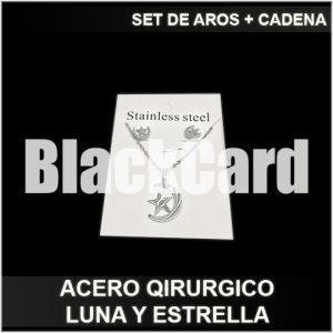 Set de aros + cadena y dije Luna y Estrella (A.Q.)