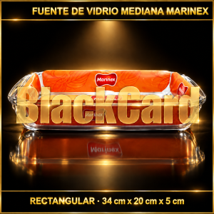 FUENTE RECTANGULAR MEDIANA DE VIDRIO MARINEX 34X20X5CM
