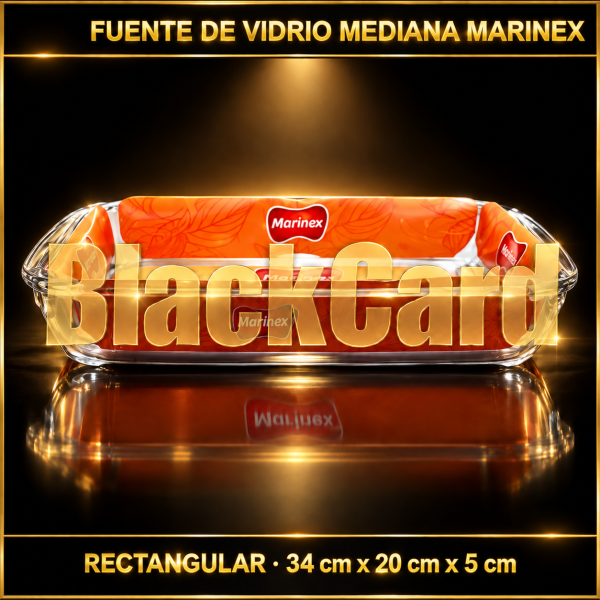 FUENTE RECTANGULAR MEDIANA DE VIDRIO MARINEX 34X20X5CM