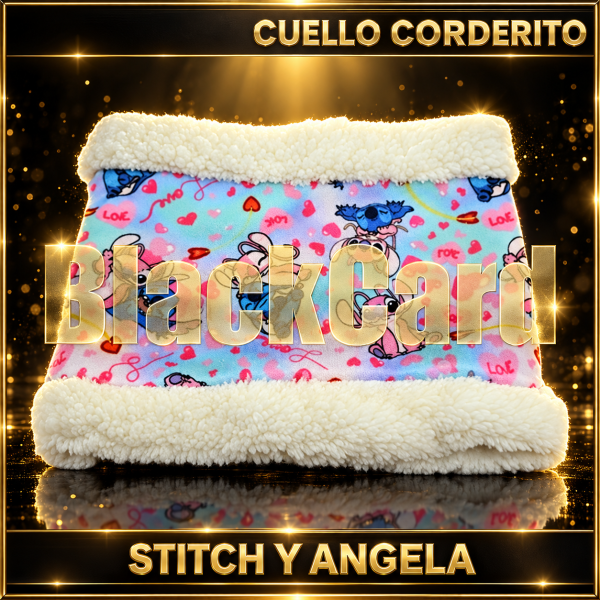 CUELLO CORDERITO STITCH Y ANGELA (COMBINADO CON ROSA)