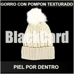GORRO CON POMPON TEXTURADO PIEL POR DENTRO (NB-6102)