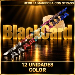 HEBILLA MARIPOSA CON STRASS X 12 UNIDADES (COLOR)
