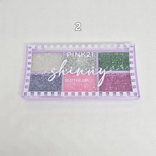 PALETA DE SOMBRAS X 6 EN GEL - GLITTER - Imagen 3