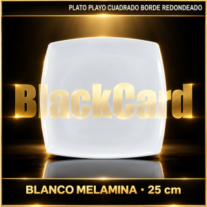 PLATO PLAYO CUADRADO BORDE REDONDEADO BLANCO MELAMINA 25CM