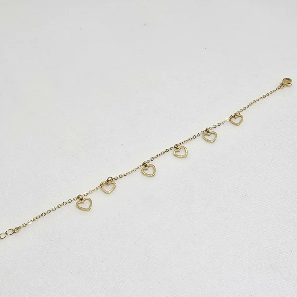 PULSERA CON DIJES CORAZÓN SIN RELLENO (ACERO DORADO) - Imagen 2