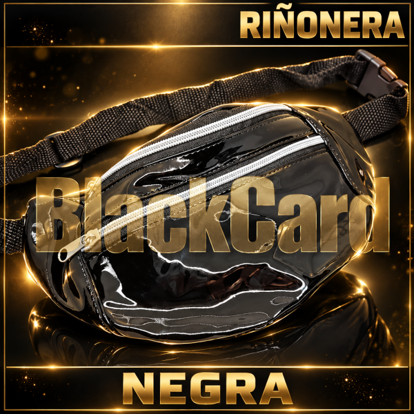 RIÑONERA ACHAROLADA NEGRA